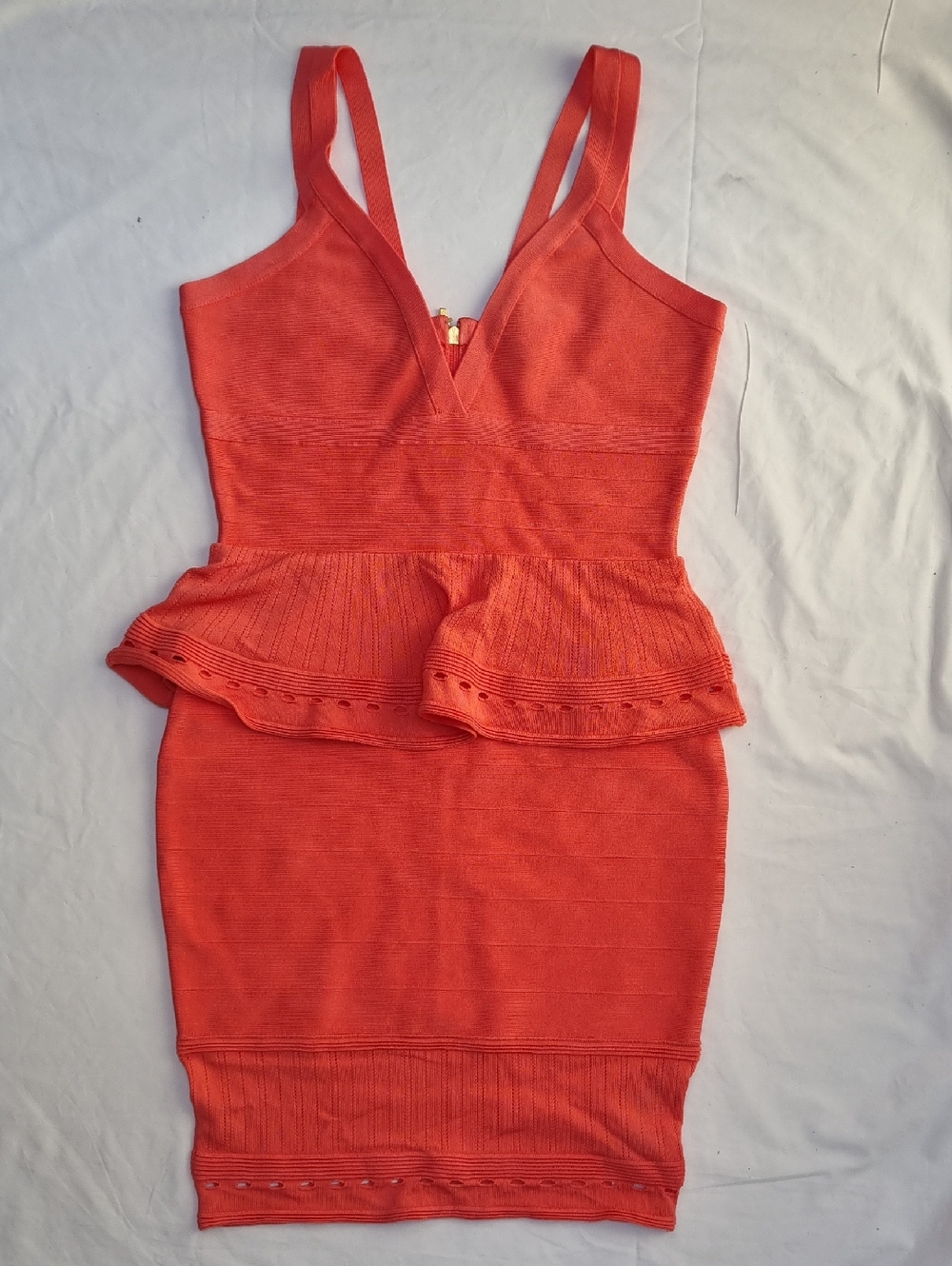 Orange Peplum Bodycon Dress – Size (Add Your Size)